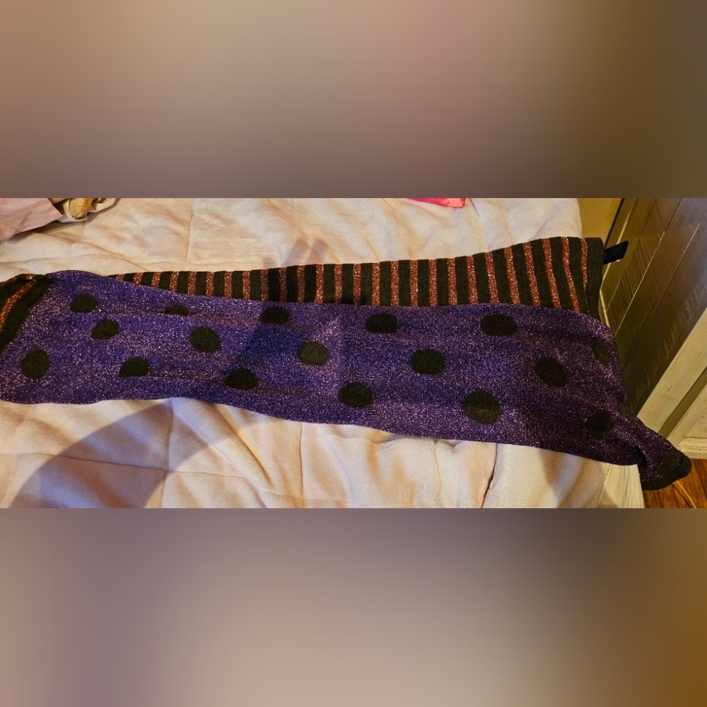 Marc by Marc Jacobs Purple Glitter Polka Dot Scarf with Black Polkadots Unique